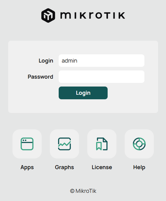 WebFig login page
