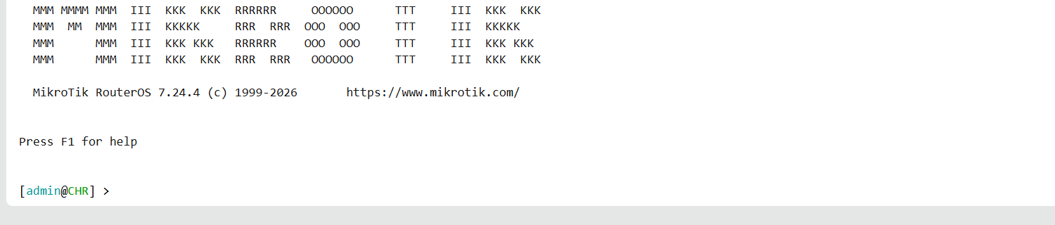 WebFig terminal prompt where the script is pasted